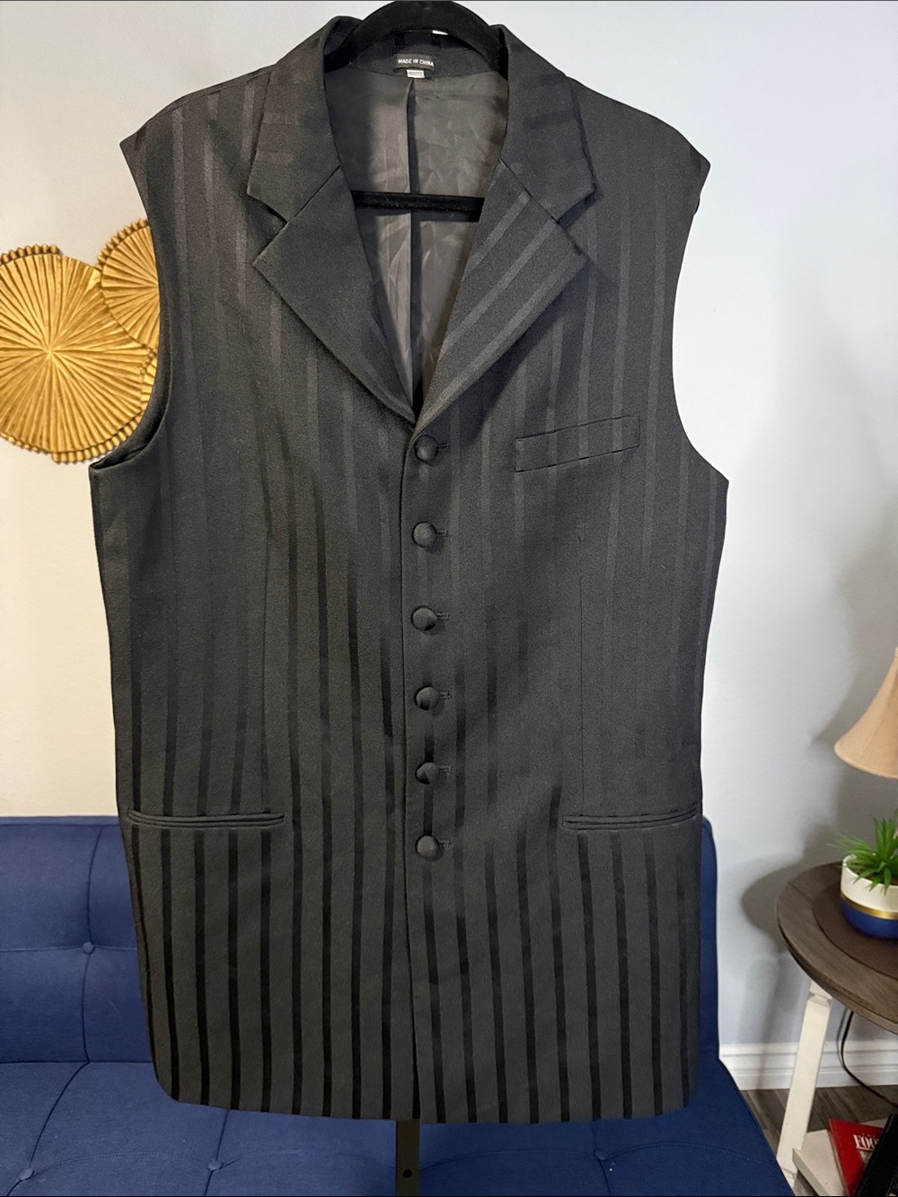 Men's Black Striped Successo UOMO by Phita Vest Blazer size 40L
